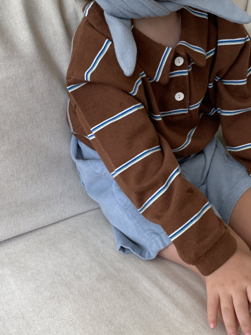 Mome - Korean Children Fashion - #kidsshorts - Stripe Collar Sweatshirt - 6