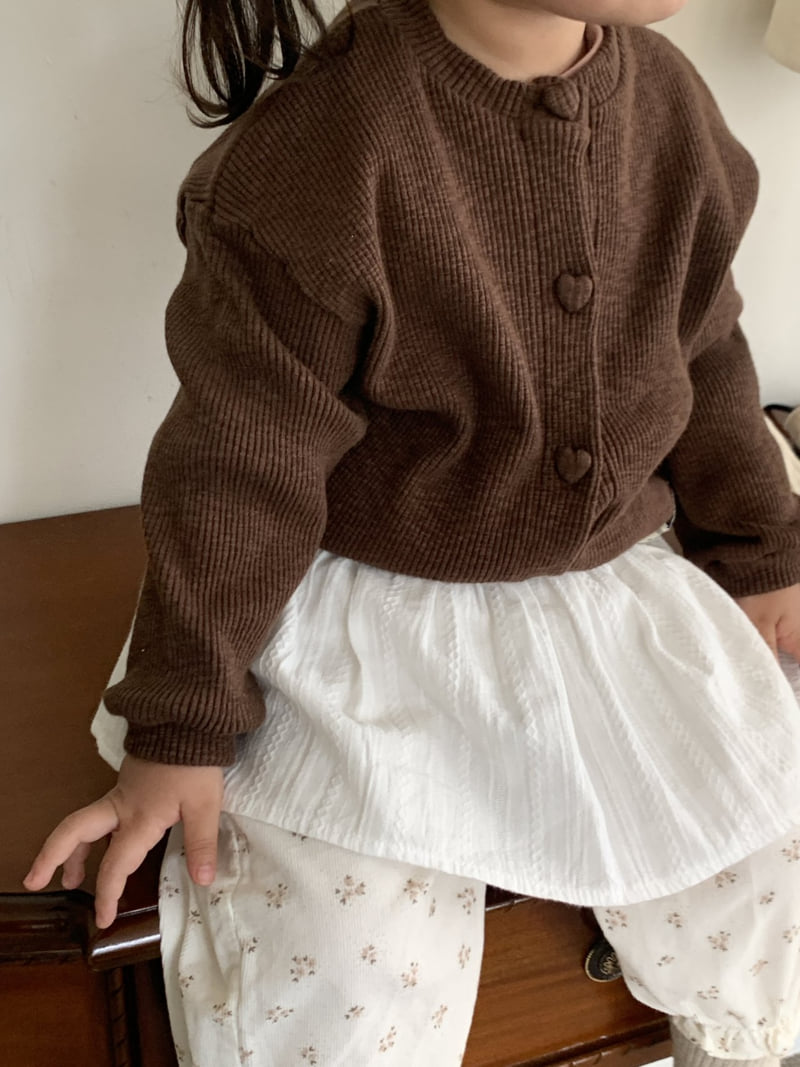 Mome - Korean Children Fashion - #kidsstore - Heart Ribbed Cardigan