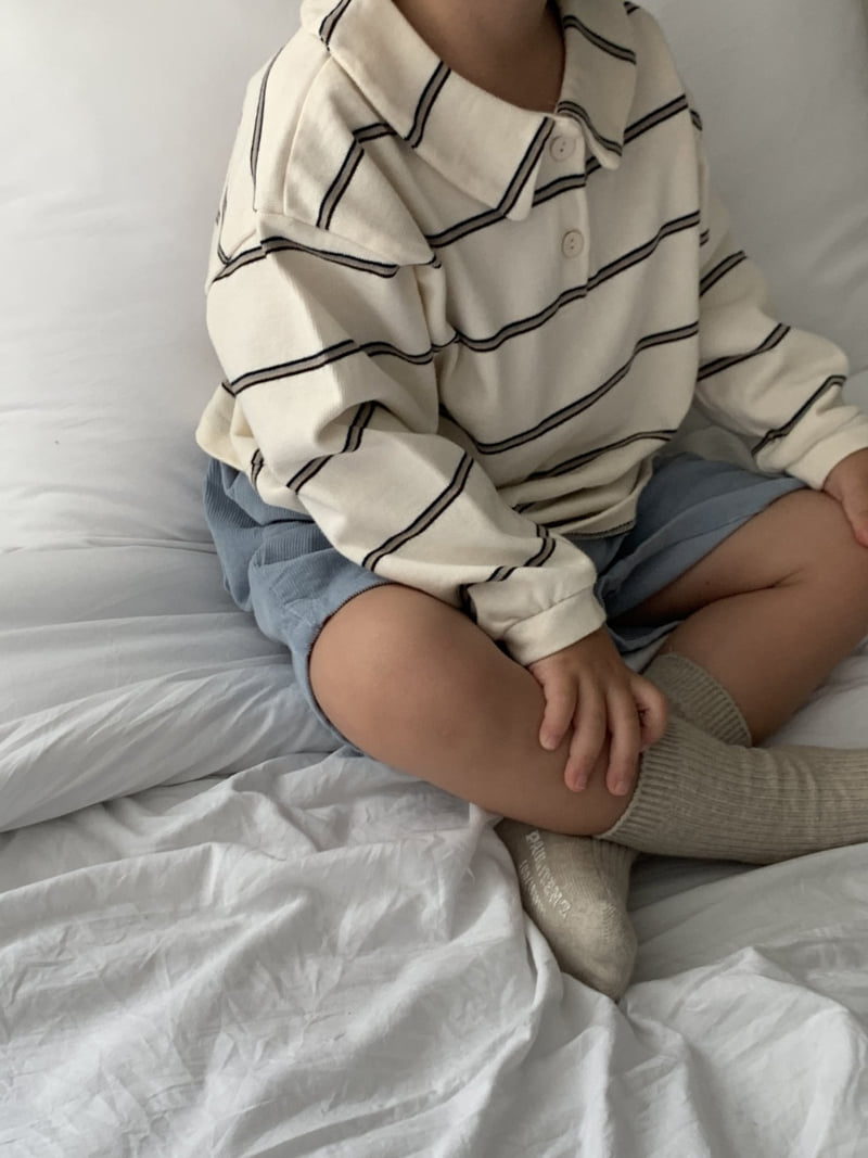 Mome - Korean Children Fashion - #littlefashionista - Stripe Collar Sweatshirt - 10