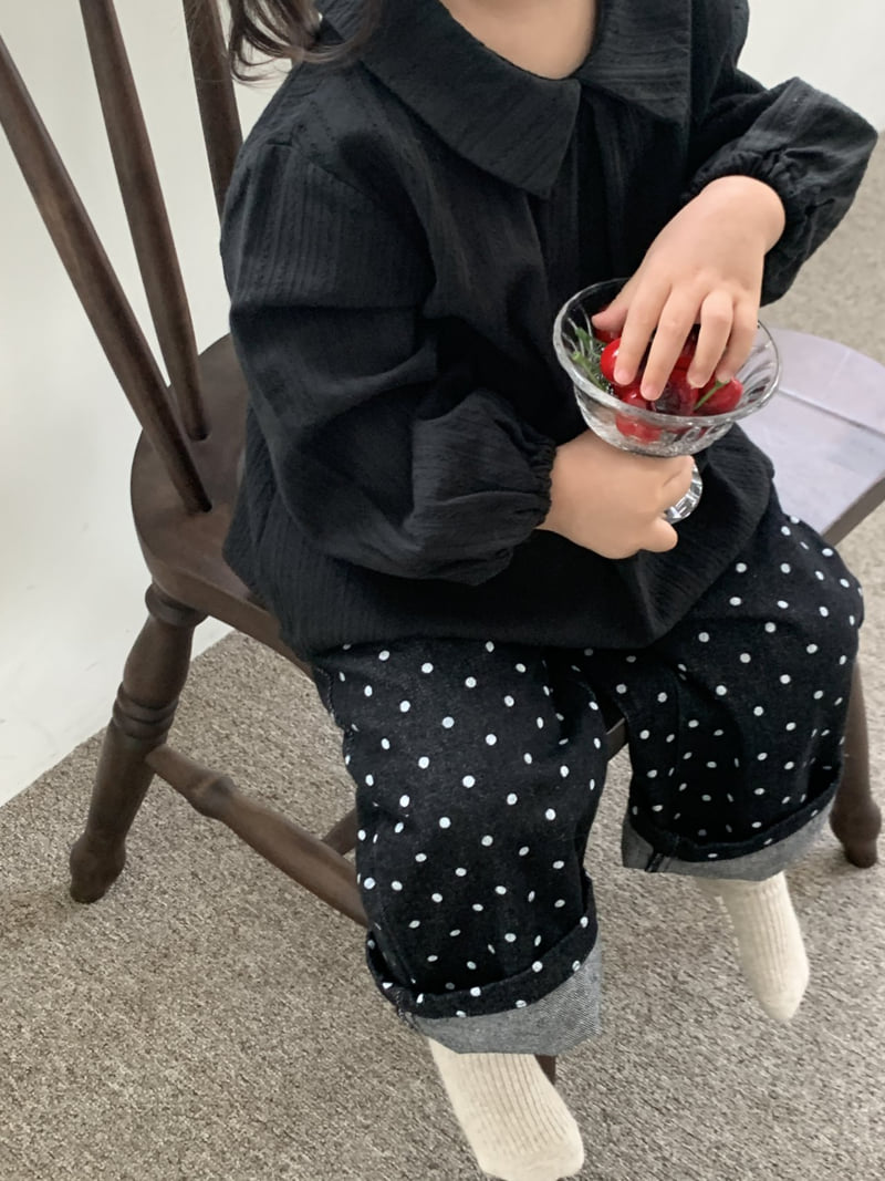 Mome - Korean Children Fashion - #littlefashionista - Dot Denim Pants - 4