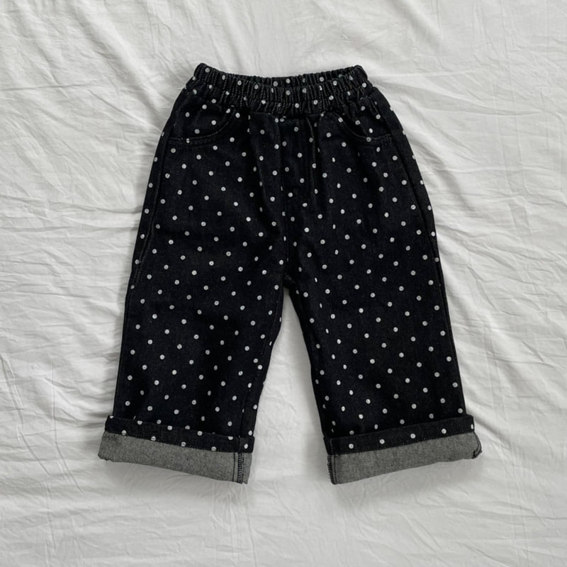 Mome - Korean Children Fashion - #minifashionista - Dot Denim Pants - 5