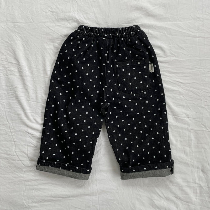 Mome - Korean Children Fashion - #prettylittlegirls - Dot Denim Pants - 6