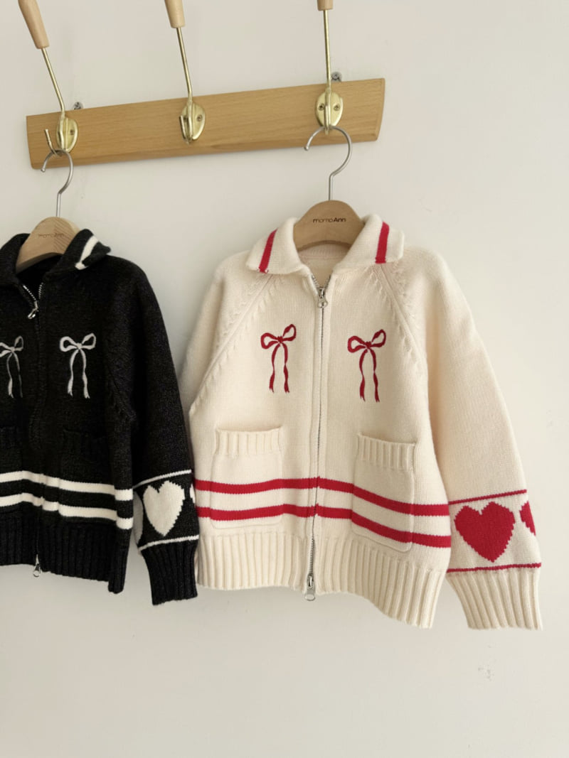 Momo Ann - Korean Children Fashion - #childofig - Heart Knit Zip-up - 3
