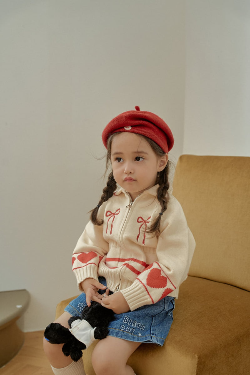 Momo Ann - Korean Children Fashion - #designkidswear - Heart Knit Zip-up - 5