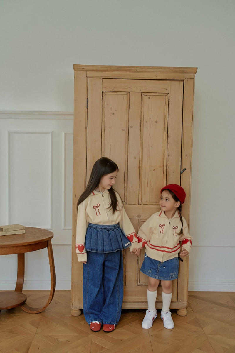 Momo Ann - Korean Children Fashion - #discoveringself - Heart Knit Zip-up - 6