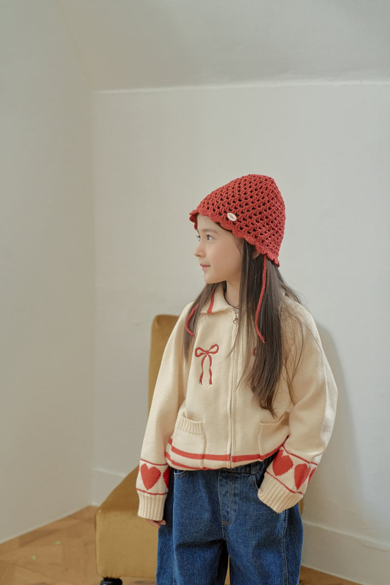 Momo Ann - Korean Children Fashion - #kidzfashiontrend - Heart Knit Zip-up - 10