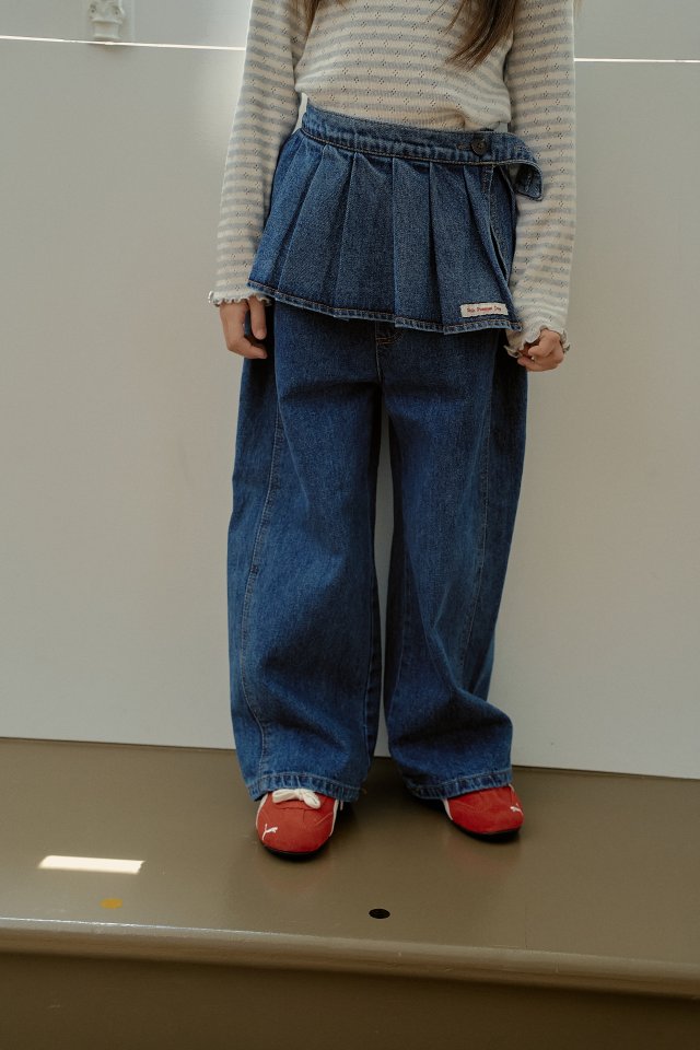 Momo Ann - Korean Children Fashion - #todddlerfashion - Denim Pleated Wrap - 8
