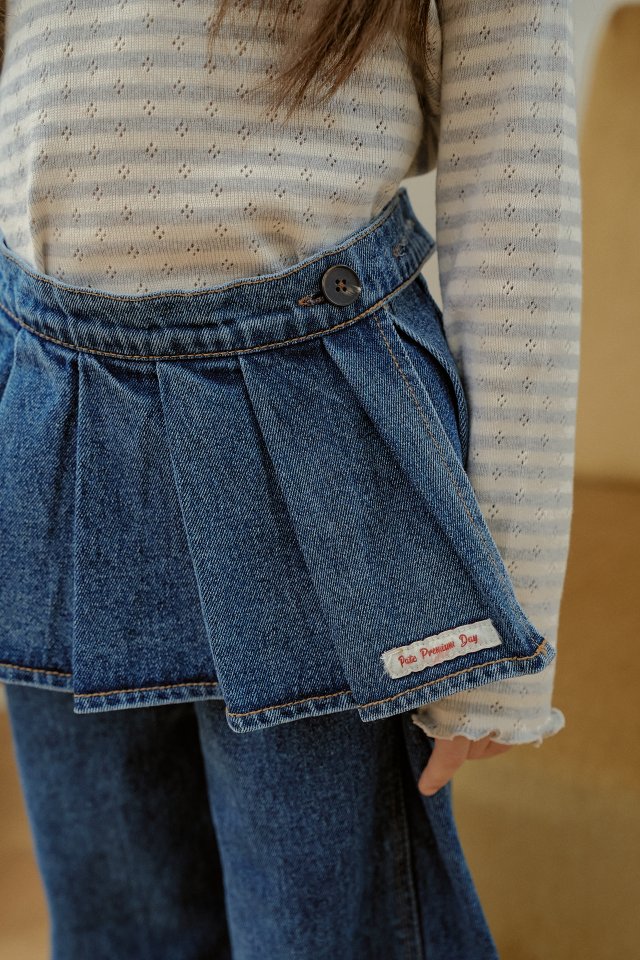 Momo Ann - Korean Children Fashion - #toddlerclothing - Denim Pleated Wrap - 9
