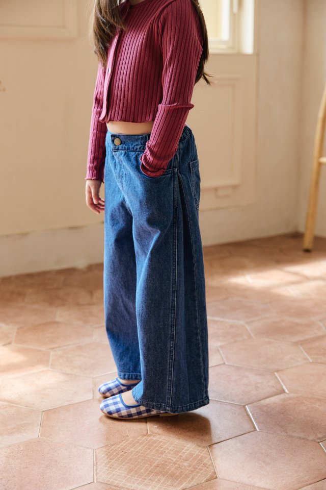 Mon Atelier - Korean Children Fashion - #stylishchildhood - Wide Denim Pants - 4