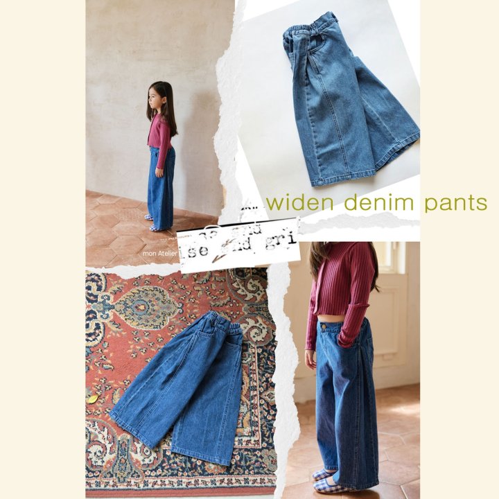 Mon Atelier - Korean Children Fashion - #todddlerfashion - Wide Denim Pants
