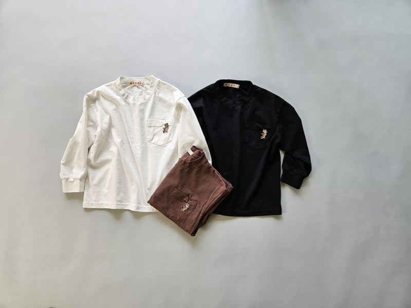 Mooi Store - Korean Children Fashion - #childofig - Bulldog Pocket Embroidery Tee - 9