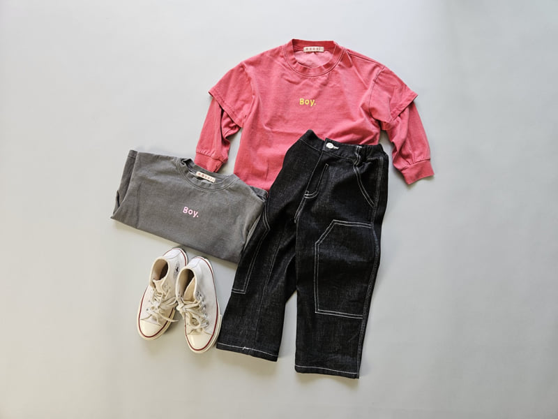 Mooi Store - Korean Children Fashion - #childofig - Double Knee Raw Denim Pants - 5