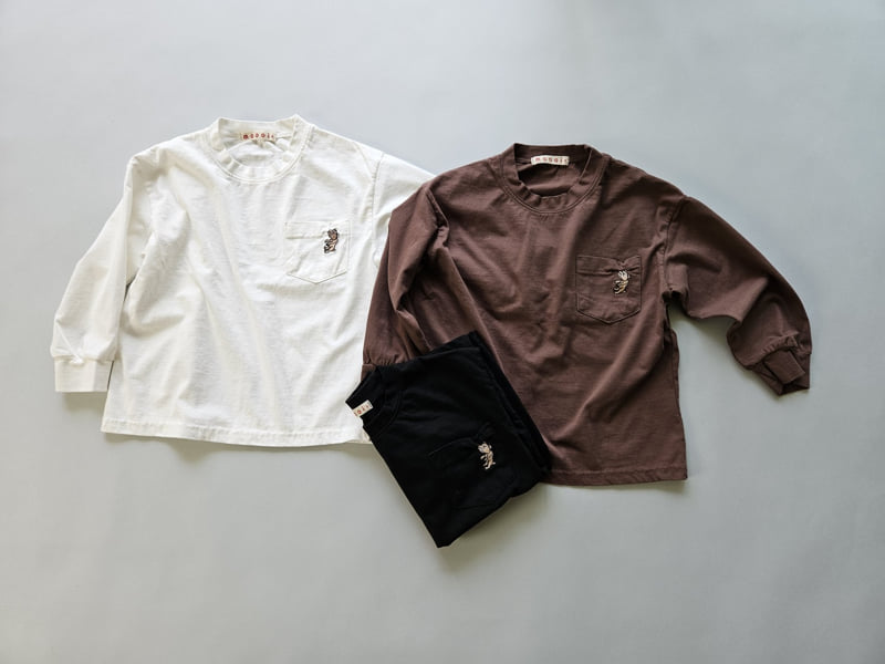 Mooi Store - Korean Children Fashion - #designkidswear - Bulldog Pocket Embroidery Tee - 11