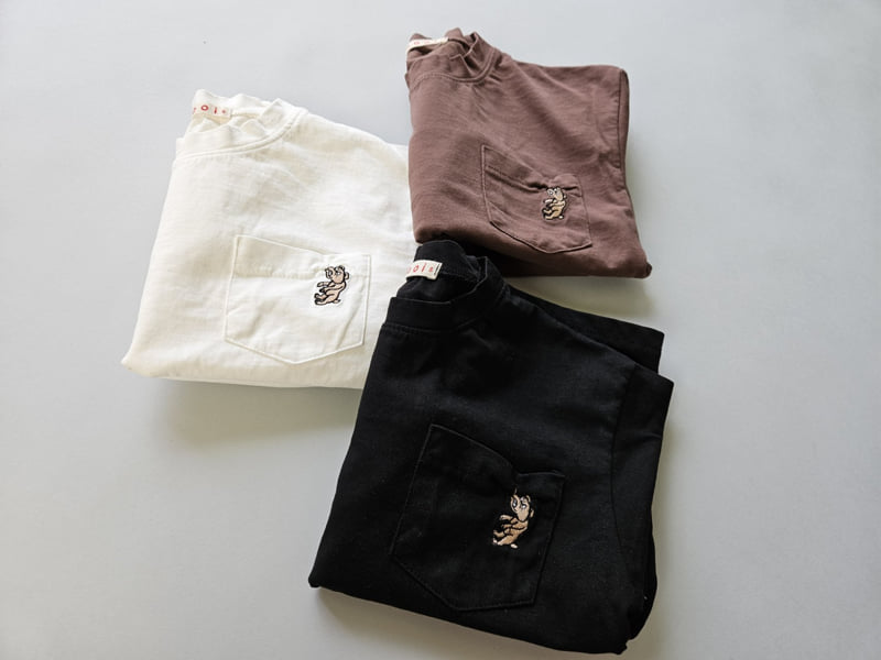 Mooi Store - Korean Children Fashion - #stylishchildhood - Bulldog Pocket Embroidery Tee - 8