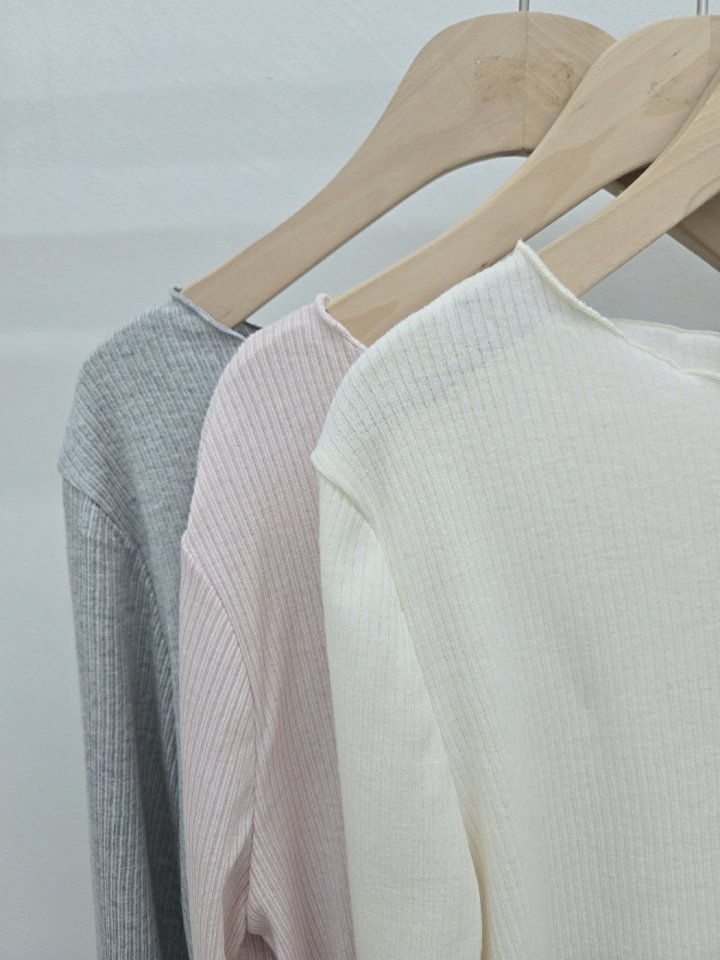 Most - Korean Women Fashion - #romanticstyle - Wave Ribbed Tee - 4