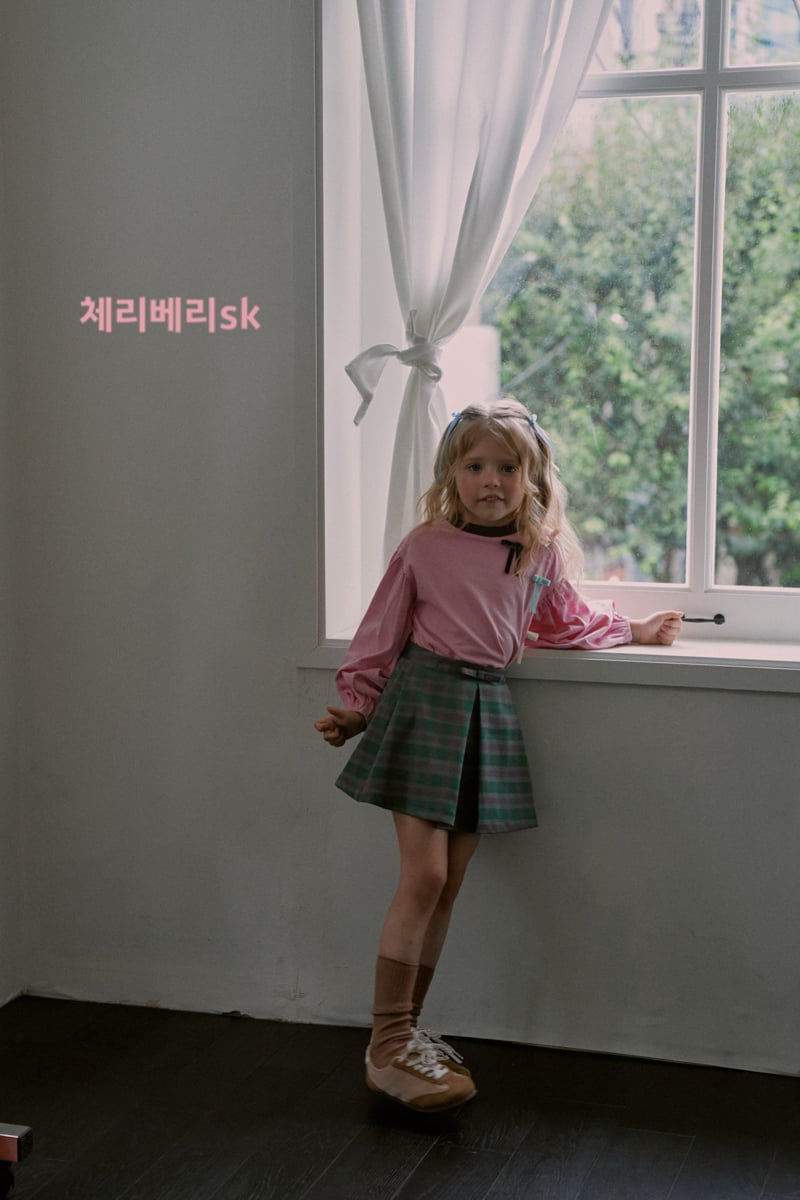 Mumunbaba - Korean Children Fashion - #childofig - Check Berry Skirt