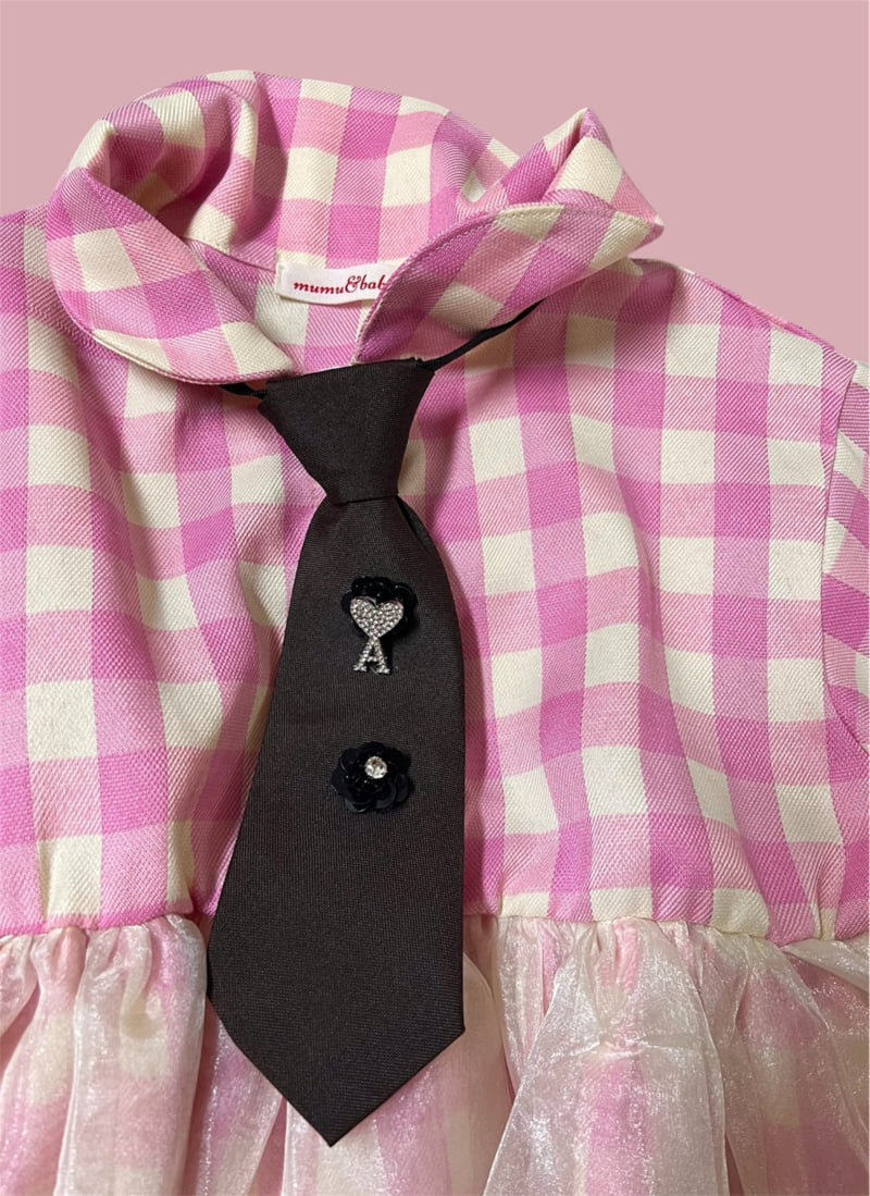 Mumunbaba - Korean Children Fashion - #designkidswear - Check Sugar One-piece (Necktie Set) - 11