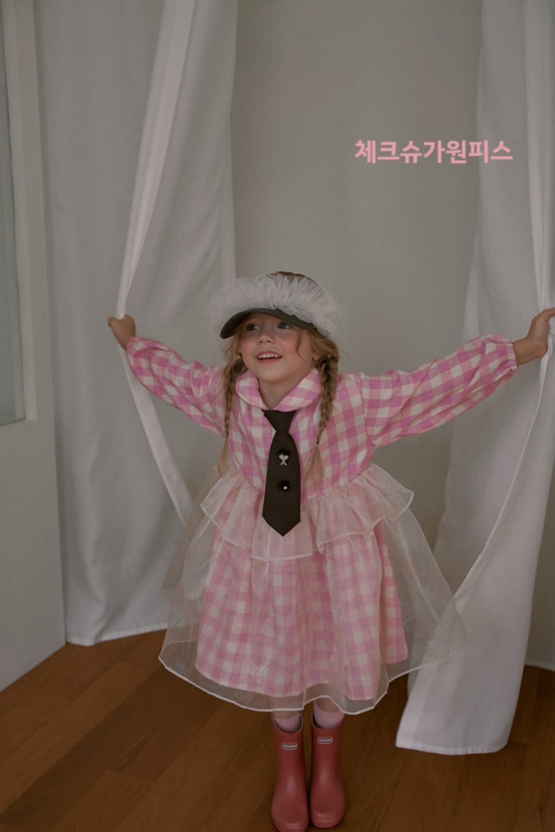 Mumunbaba - Korean Children Fashion - #kidsstore - Check Sugar One-piece (Necktie Set)