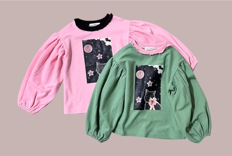Mumunbaba - Korean Children Fashion - #littlefashionista - Cat Moon Tee - 11