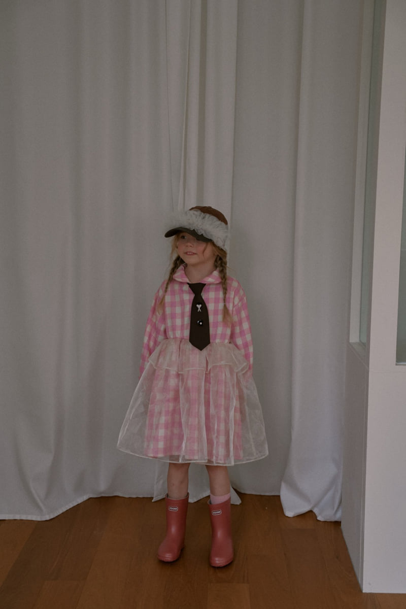 Mumunbaba - Korean Children Fashion - #Kfashion4kids - Check Sugar One-piece (Necktie Set) - 4