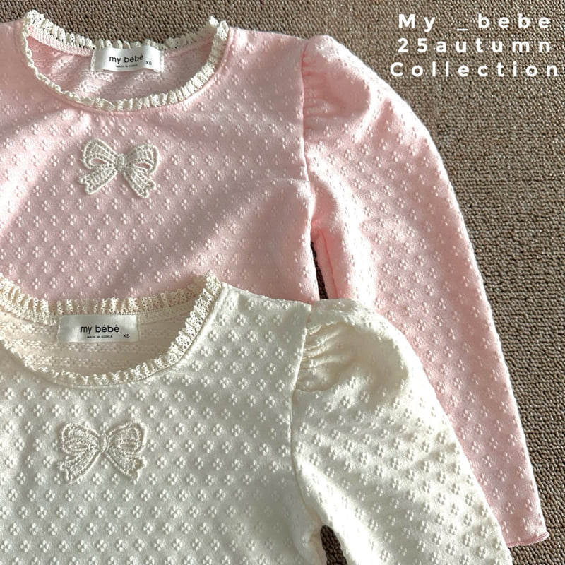 My Bebe - Korean Baby Fashion - #babyboutique - Detail Ribbon Tee - 6