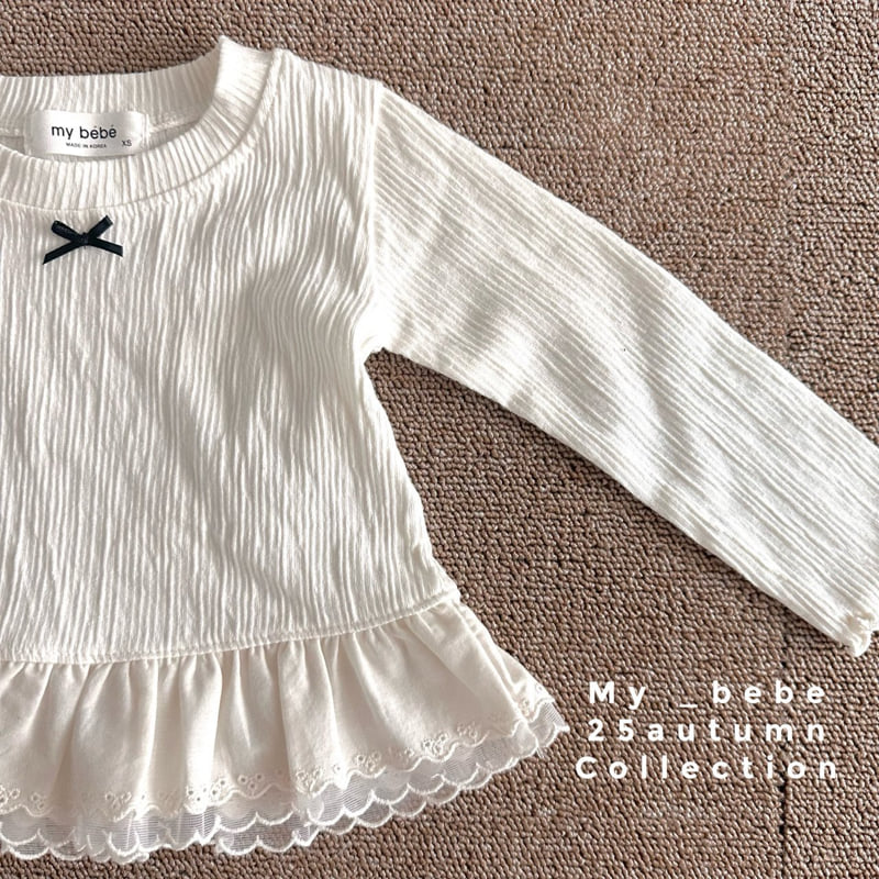 My Bebe - Korean Baby Fashion - #babyboutique - 2-Layer Lace Tee - 6