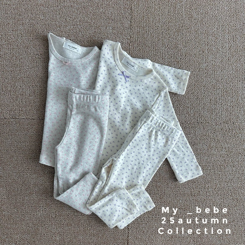 My Bebe - Korean Baby Fashion - #babyboutiqueclothing - Flower Pajamas - 5