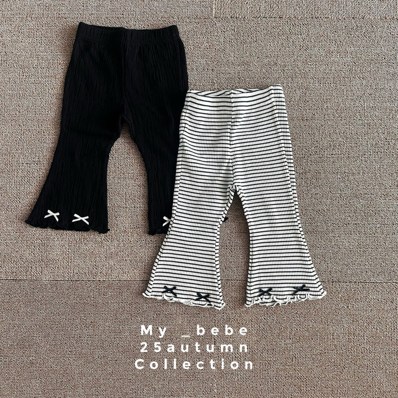 My Bebe - Korean Baby Fashion - #babygirlfashion - Ribbed Bootcut Pants - 3