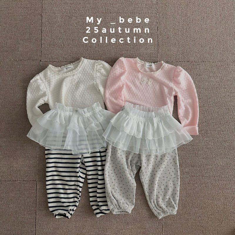 My Bebe - Korean Baby Fashion - #babylifestyle - Detail Ribbon Tee - 12