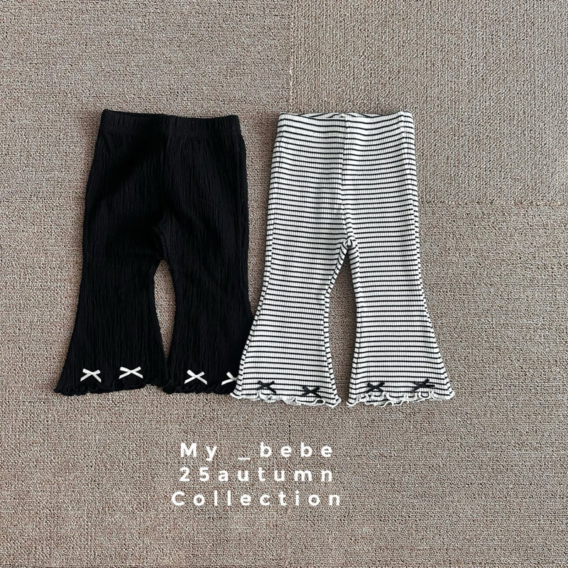 My Bebe - Korean Baby Fashion - #babygirlfashion - Ribbed Bootcut Pants - 4