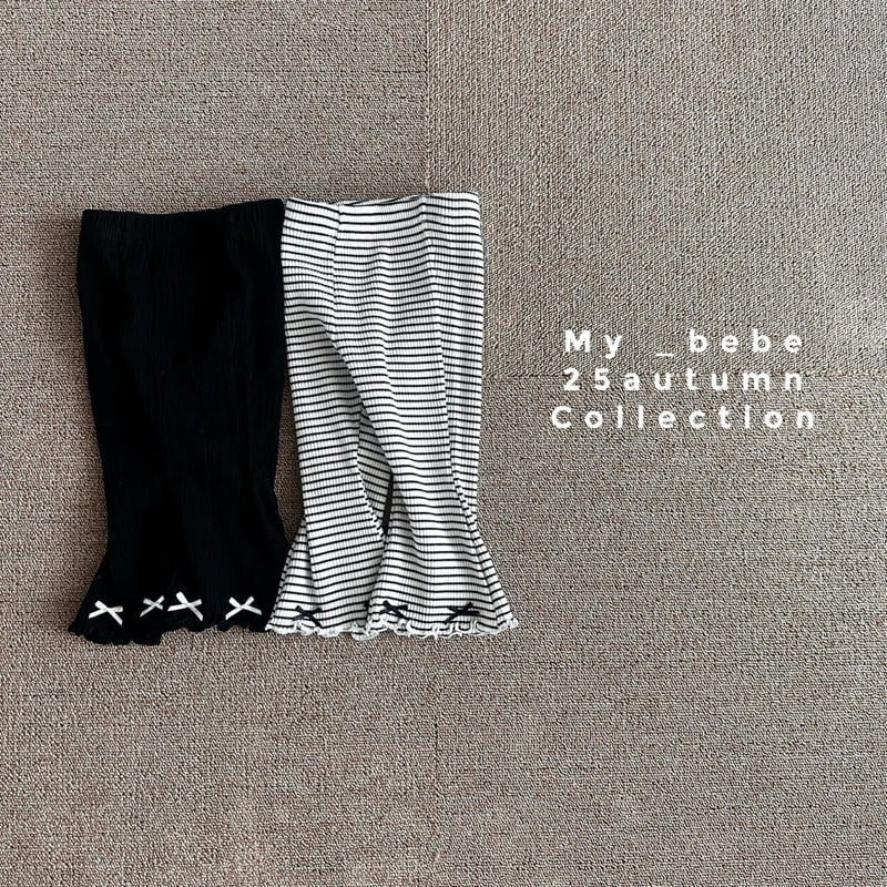 My Bebe - Korean Baby Fashion - #babyootd - Ribbed Bootcut Pants - 6