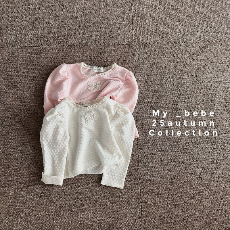My Bebe - Korean Baby Fashion - #babyoutfit - Detail Ribbon Tee