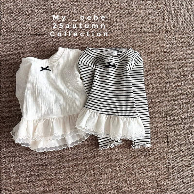 My Bebe - Korean Baby Fashion - #babyoutfit - 2-Layer Lace Tee