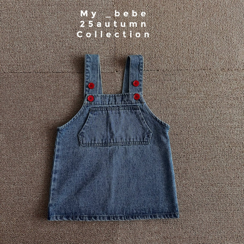 My Bebe - Korean Baby Fashion - #onlinebabyboutique - Suspender Point One-piece - 5