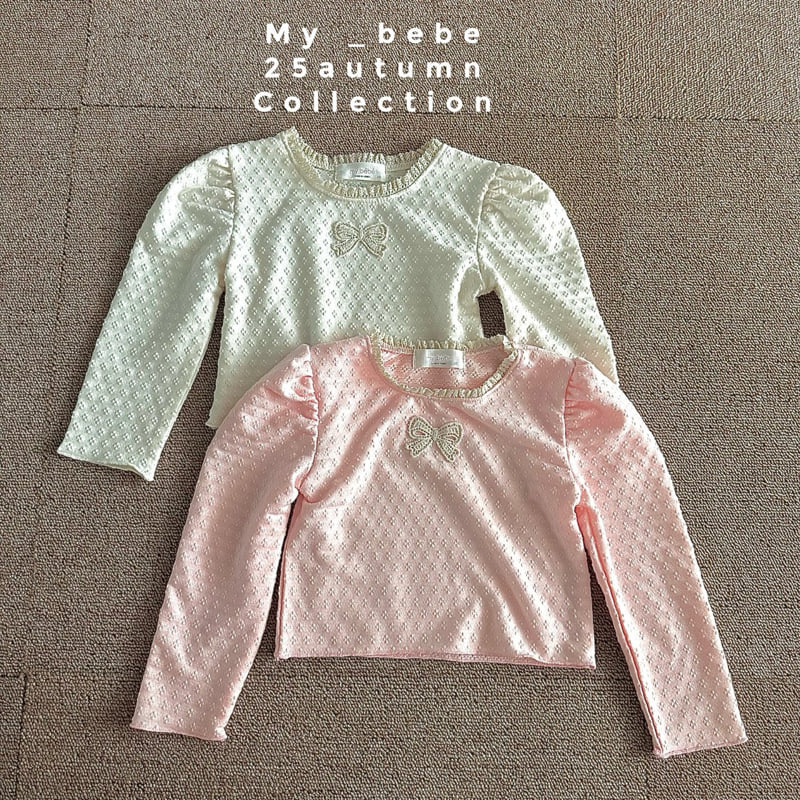 My Bebe - Korean Baby Fashion - #onlinebabyboutique - Detail Ribbon Tee - 3
