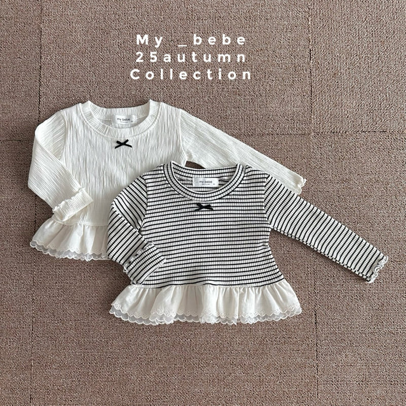 My Bebe - Korean Baby Fashion - #onlinebabyboutique - 2-Layer Lace Tee - 3