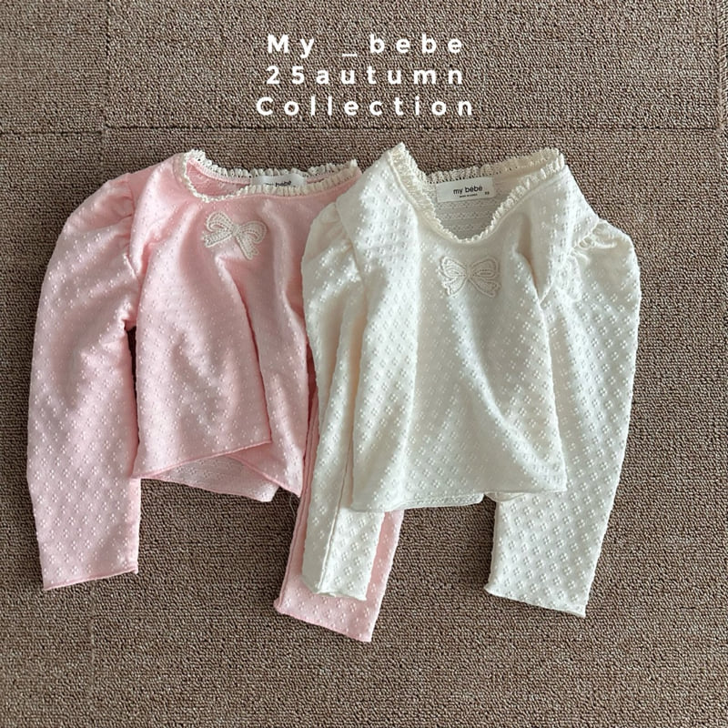 My Bebe - Korean Baby Fashion - #onlinebabyboutique - Detail Ribbon Tee - 4