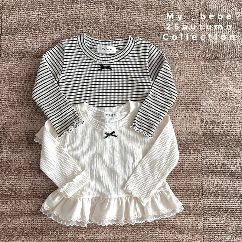 My Bebe - Korean Baby Fashion - #onlinebabyboutique - 2-Layer Lace Tee - 4