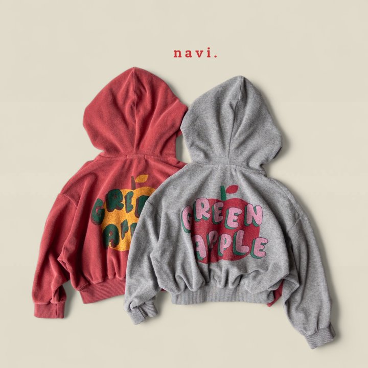 Navi - Korean Children Fashion - #kidsshorts - Apple Hoodie Zip-Up