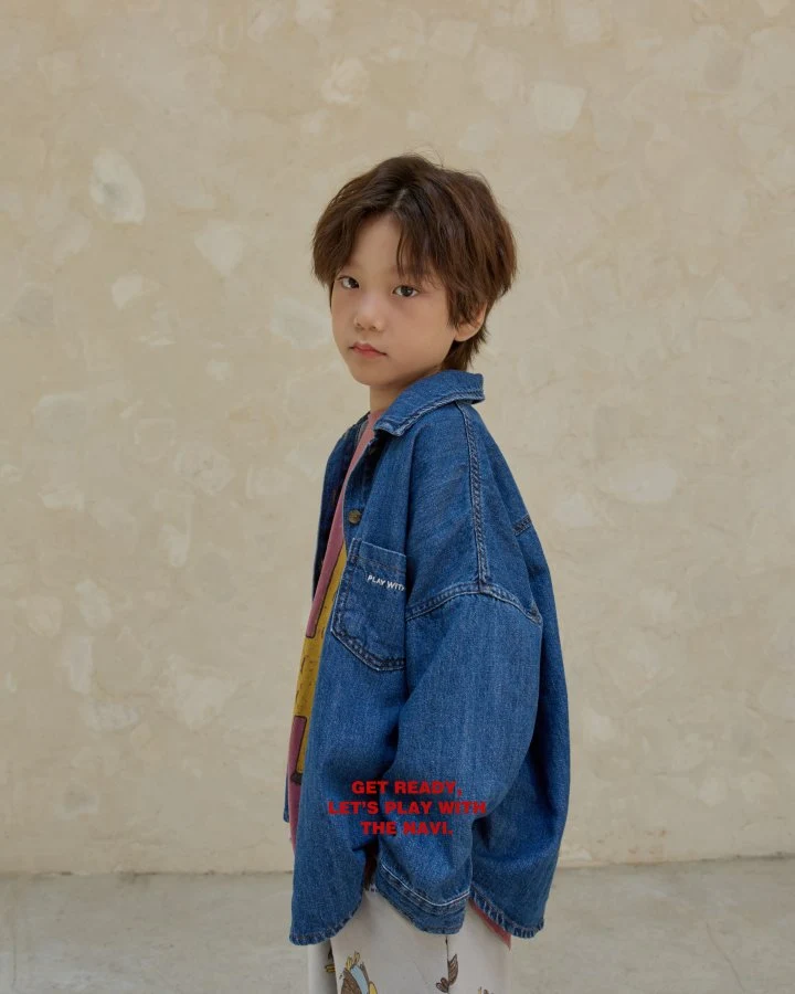 Navi - Korean Children Fashion - #prettylittlegirls - Woody Denim Shirt - 4