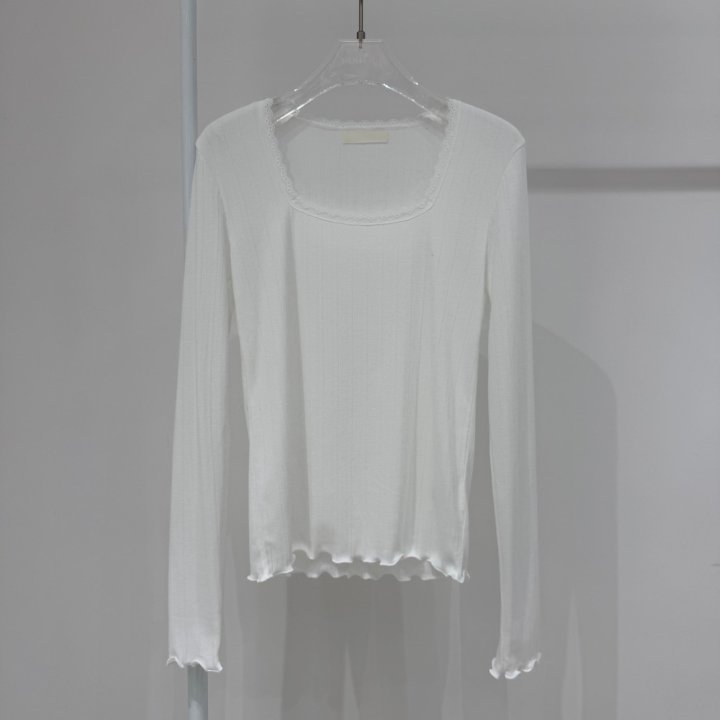 Neroli36 - Korean Women Fashion - #momslook - Rib Square Tee - 2