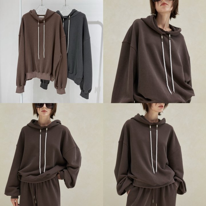 Neroli36 - Korean Women Fashion - #momslook - Pearl Pigment Hoodie - 5