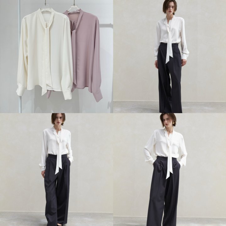 Neroli36 - Korean Women Fashion - #momslook - Hidden Tie Blouse - 4