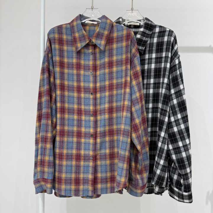 Neroli36 - Korean Women Fashion - #momslook - Season Box Check Shirt