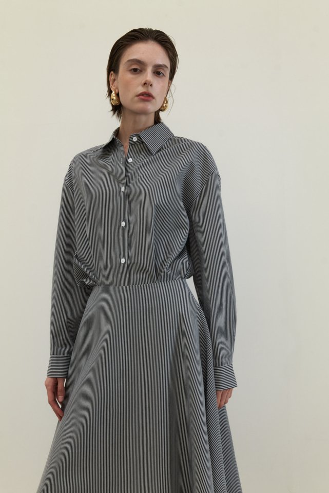 Neroli36 - Korean Women Fashion - #momslook - Trick Stripe Shirt - 8