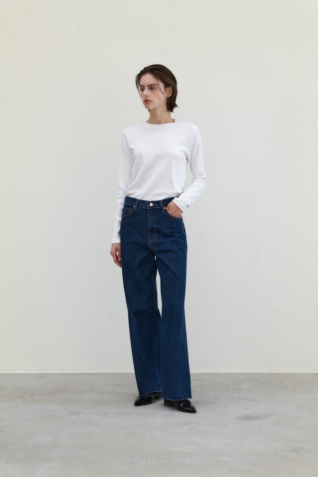 Neroli36 - Korean Women Fashion - #momslook - Dark Blue Denim Pants - 11
