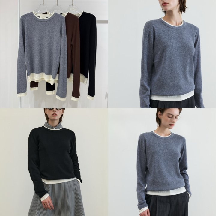 Neroli36 - Korean Women Fashion - #romanticstyle - Double Round Knit Top - 4