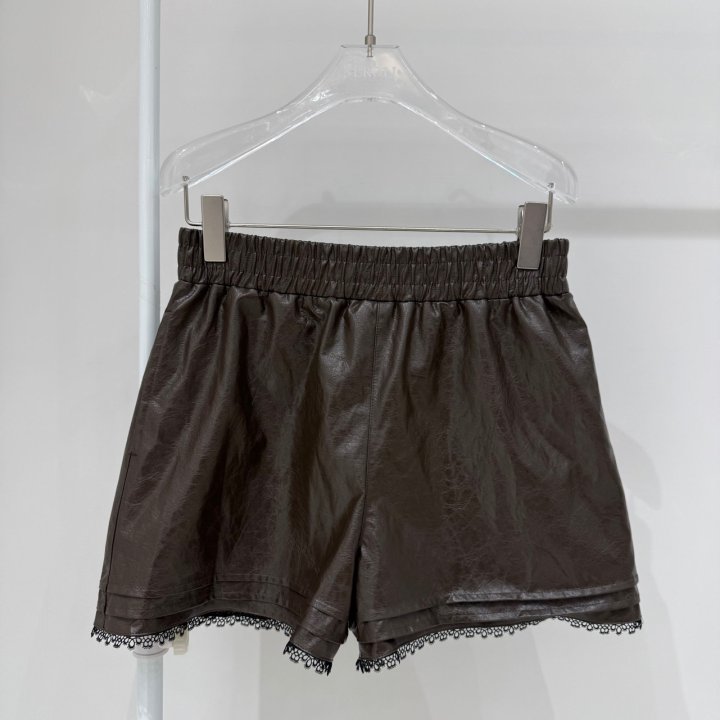 Neroli36 - Korean Women Fashion - #thatsdarling - H Lace Leather Shorts - 2
