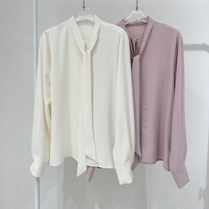 Neroli36 - Korean Women Fashion - #thatsdarling - Hidden Tie Blouse - 12