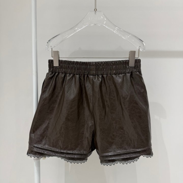 Neroli36 - Korean Women Fashion - #thelittlethings - H Lace Leather Shorts - 3